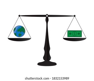 Business global scale concept. Earth and dollar 