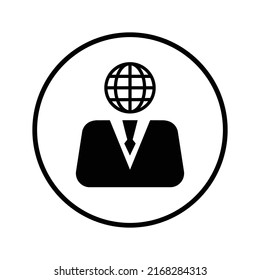 Business, global, specialist icon. Black vector graphics.
