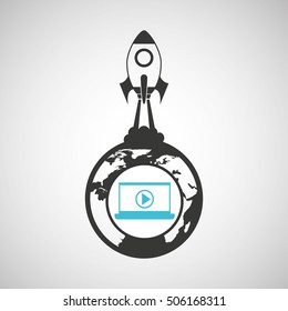 business global start up technology laptop icon vector illustration eps 10