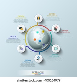  Business global template with circles. Can be used for workflow layout, banner, diagram, web design, infographic template.
