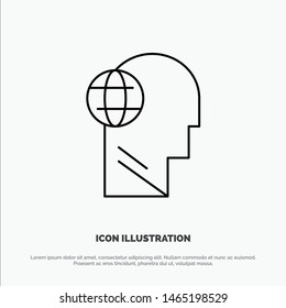 Business, Globe, Head, Mind, Think Line Icon Vector. Vector Icon Template background