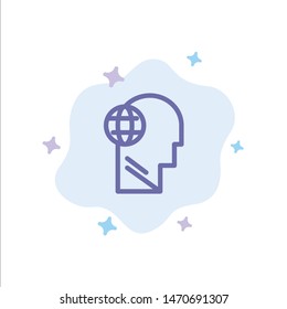 Business, Globe, Head, Mind, Think Blue Icon on Abstract Cloud Background. Vector Icon Template background