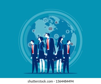 Business globe network. Concept business vector illustration, Finance and industry, Teamwork, Marketing partner.