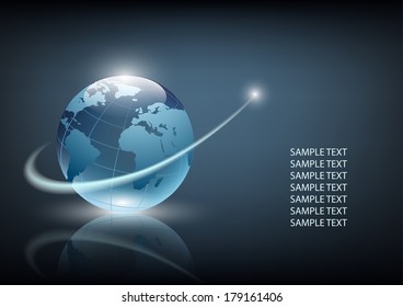 business globe network on a dark blue background
