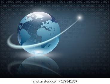 business globe network on a dark blue background