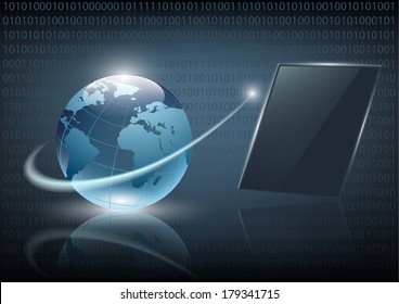 business globe network on a dark blue background