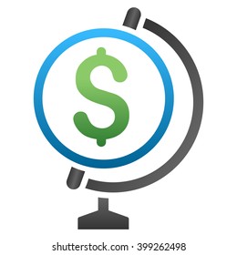 Business Globe vector toolbar icon for software design. Style is a gradient icon symbol on a white background.