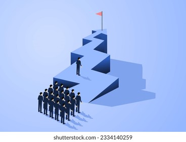 Business goal achievement, Career ladder progress and advancement, Professional competition, Success in business. Vector illustration flat