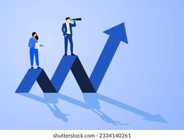 Business goal achievement, Career ladder progress and advancement, Professional competition, Success in business. Vector illustration flat