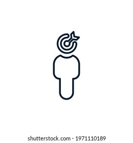 Business goal concept, leader businessman, purposeful person. Vector icon isolated on white background.