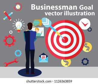 business goal with  graph .arrow and object. vector illustration