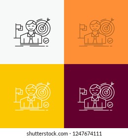 business, goal, hit, market, success Icon Over Various Background. Line style design, designed for web and app. Eps 10 vector illustration