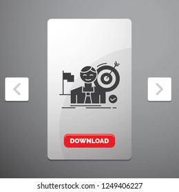 business, goal, hit, market, success Glyph Icon in Carousal Pagination Slider Design & Red Download Button