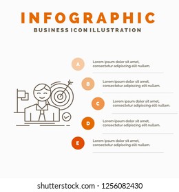 business, goal, hit, market, success Infographics Template for Website and Presentation. Line Gray icon with Orange infographic style vector illustration