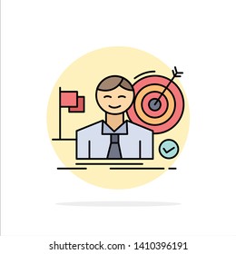 business, goal, hit, market, success Flat Color Icon Vector