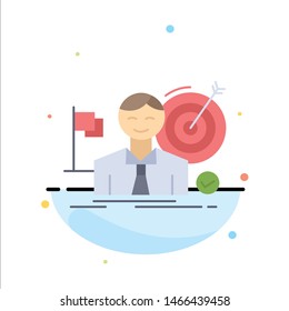 business, goal, hit, market, success Flat Color Icon Vector. Vector Icon Template background