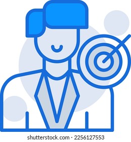 Business Goal business icon with blue duotone style. Corporate, currency, database, development, discover, document, e commerce. Vector illustration