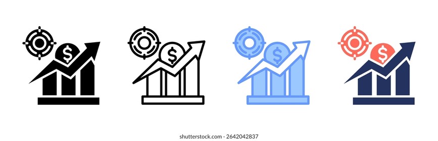 Business Goal icon sheet multiple style collection