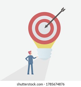 business goal idea concept,Business person look at the arrow aim target on the dashboard,Vector illustration.