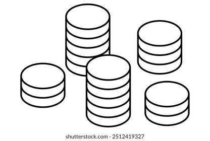 Business goal image, simple line drawing illustration of a three-dimensional coin, isometric, Vector Illustration