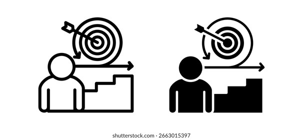 Business Goal mehrere Symbol-Set von zwei.line und Glyphe Vektorgrafik