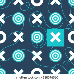 Business goal. Seamless pattern of discussing the selection decision. Vector illustration. Concept yes and no. Color blue and white.