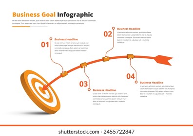 Objetivo de negocio y presentación de estrategia Plantilla infográfica de objetivo circular con flecha