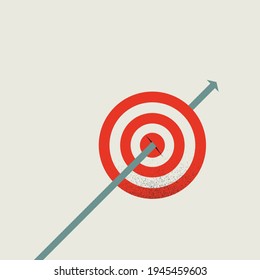 Business goal and target achievement vector concept. Symbol of success, growth, hit bullseye. Minimal eps10 illustration.