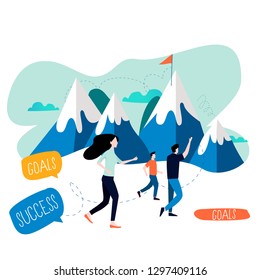 Business goal, targeting success, career challenges and opportunities flat vector illustration design. Reaching professional objective, leadership and success