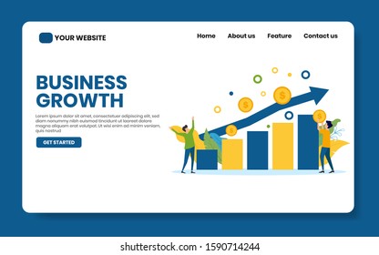 business goal vector illustration landing page. career planning, career development concept, team work. website, gomepage, banner