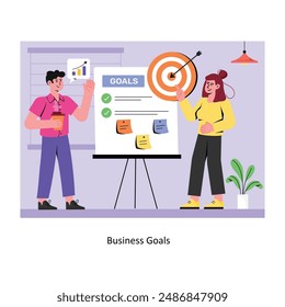 Business Goals concept flat style stock illustration with background . EPS 10 File
