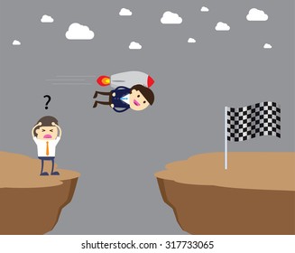 Business Goals. dream. vector. infographics. Businessman. air fly sky. Abyss, cliff. lost