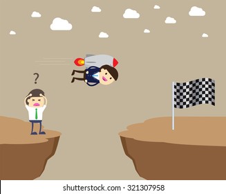 Business Goals. dream. vector. infographics. Businessman. air fly sky. Abyss, cliff. lost