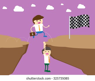 Business Goals. dream. vector. infographics. Businessman. air fly sky. Abyss, cliff. lost