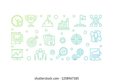 Business Goals and Objectives vector modern outline illustration on white background