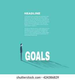 Business goals professional presentation template with businessman illustration and space for text. Flat design style. Eps10 vector illustration.