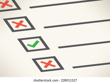Business goals vector checklist with accept and denied checkbox markers. Idea - Business planning, goals, management and company strategy concept.
