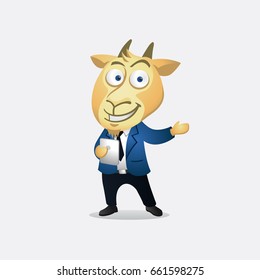 business goat holding tablet