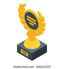 Business gold cup icon isometric vector. Trophy award. Winner victory