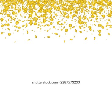 Business Golden Jackpot Vector White Background. Metal Finance Monetary Magazine. Gold Money Poster. Cartoon Confetti Card.