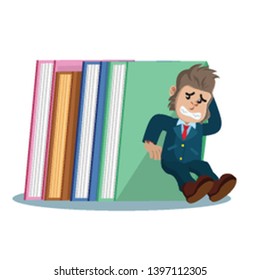 business gorilla holding stack of books