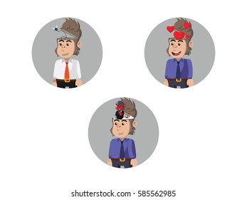business gorilla with open head cartoon set