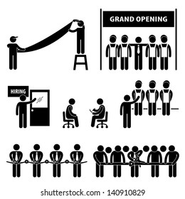 Business Grand Opening Scissor Cutting Ribbon Hiring Employment Job Interview