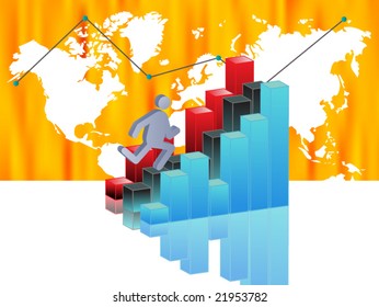 Business graph with 3d man