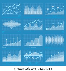 Business Graph Analysis Statistic Data Set Marketing. Analyse Histogramm Vektor Infografiken. Banner Graph Information Business Chart Illustration Graph Statistik Sound Wave Data Background Histogramm