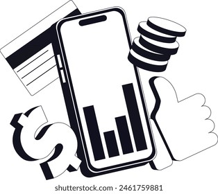 Business graph and analytics data on mobile phone. Vector illustration EPS10