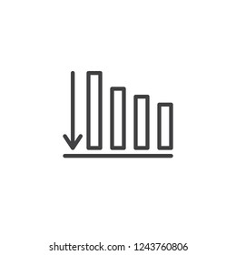 Business graph with arrow down outline icon. linear style sign for mobile concept and web design. Falling graph simple line vector icon. Symbol, logo illustration. Pixel perfect vector graphics