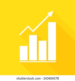 business graph with up arrow flat icon with long shadow,eps10