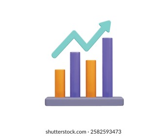 business graph with arrow icon 3d illustration