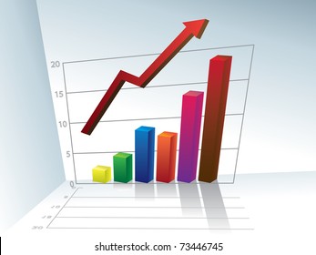 business graph with arrow - illustration